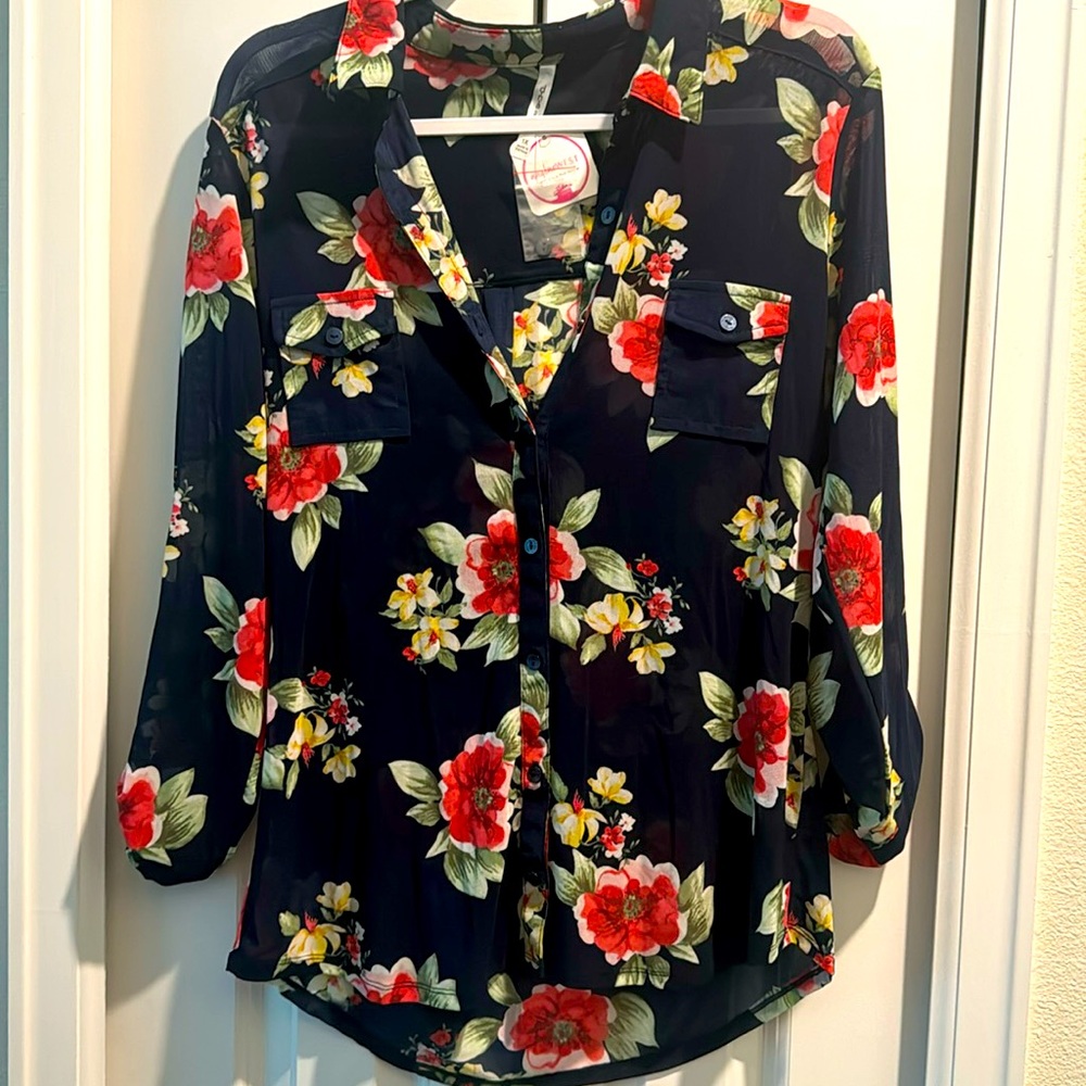 BNWT Navy Floral Blouse